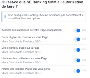 Avis SE Ranking : possibilité de connecter Facebook